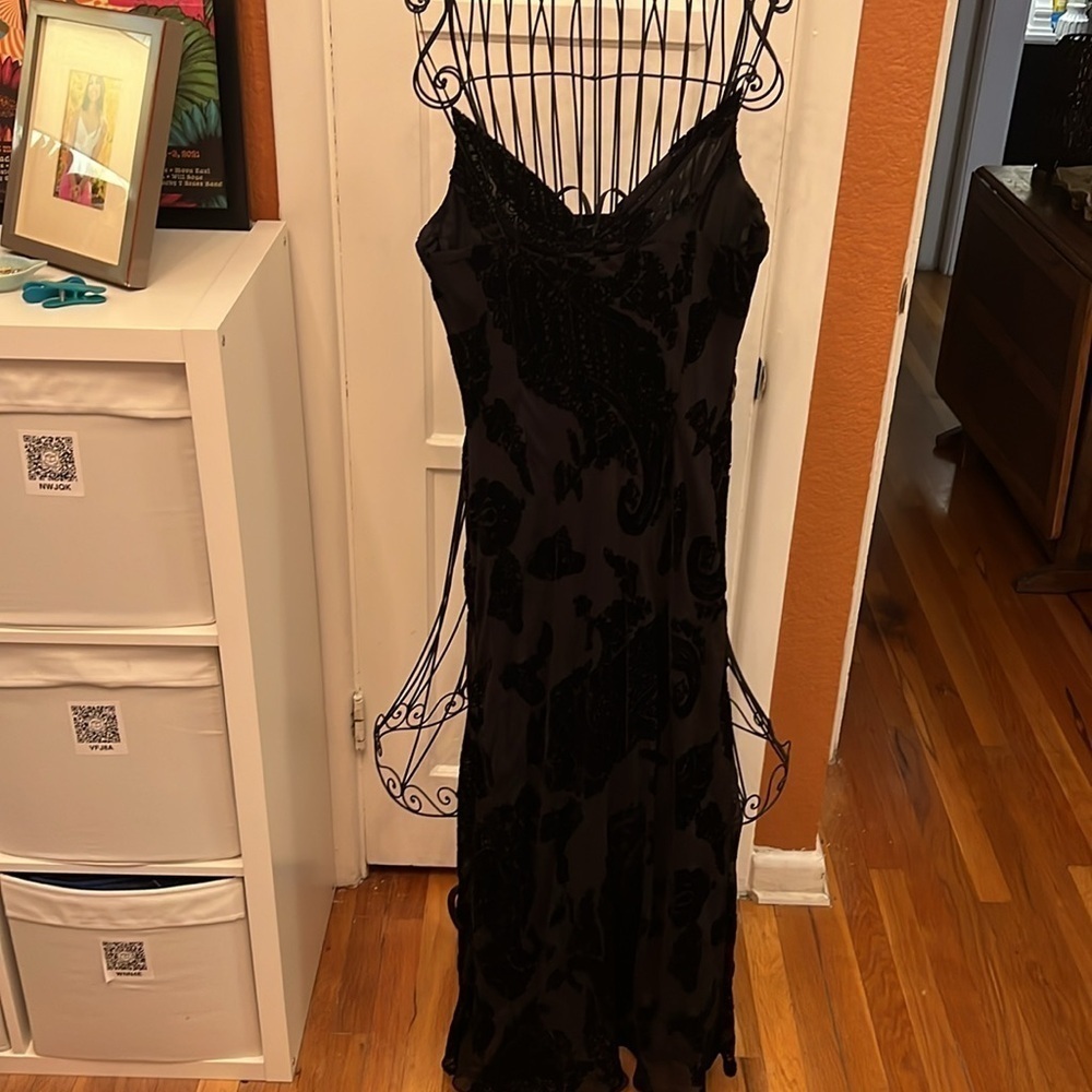 Nine West Velvet Floral Print Slip Dress-Sz 14
